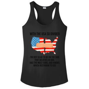 Usa Divided IM Just Glad To Be On The Side Believes In God Ladies PosiCharge Competitor Racerback Tank