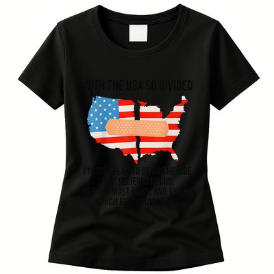 Usa Divided IM Just Glad To Be On The Side Believes In God Womens T-Shirt