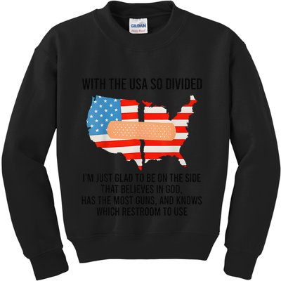 Usa Divided IM Just Glad To Be On The Side Believes In God Kids Sweatshirt