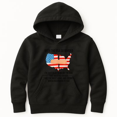 Usa Divided IM Just Glad To Be On The Side Believes In God Kids Hoodie