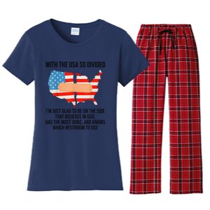 Usa Divided IM Just Glad To Be On The Side Believes In God Women's Flannel Pajama Set