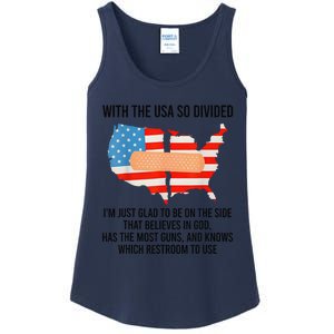 Usa Divided IM Just Glad To Be On The Side Believes In God Ladies Essential Tank