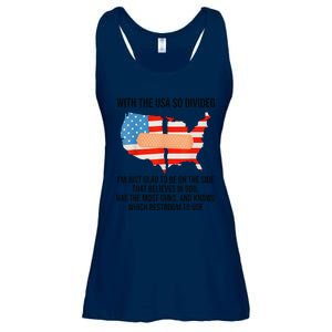 Usa Divided IM Just Glad To Be On The Side Believes In God Ladies Essential Flowy Tank