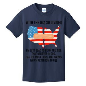 Usa Divided IM Just Glad To Be On The Side Believes In God Kids T-Shirt