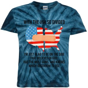 Usa Divided IM Just Glad To Be On The Side Believes In God Kids Tie-Dye T-Shirt