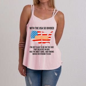 Usa Divided IM Just Glad To Be On The Side Believes In God Women's Strappy Tank