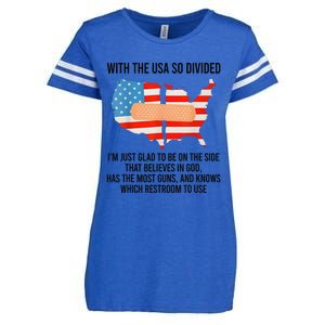 Usa Divided IM Just Glad To Be On The Side Believes In God Enza Ladies Jersey Football T-Shirt