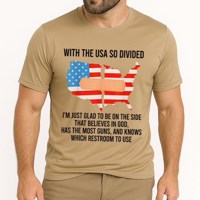 Usa Divided IM Just Glad To Be On The Side Believes In God Cooling Performance Crew T-Shirt