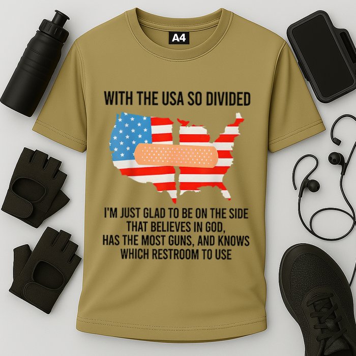 Usa Divided IM Just Glad To Be On The Side Believes In God Cooling Performance Crew T-Shirt