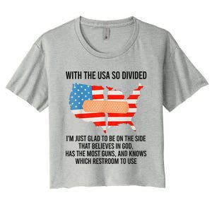 Usa Divided IM Just Glad To Be On The Side Believes In God Women's Crop Top Tee