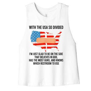 Usa Divided IM Just Glad To Be On The Side Believes In God Women's Racerback Cropped Tank