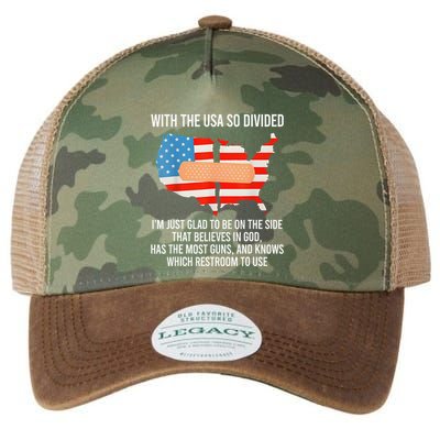 Usa Divided IM Just Glad To Be On The Side Believes In God Legacy Tie Dye Trucker Hat