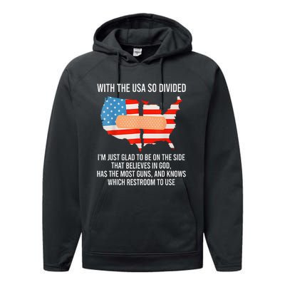 Usa Divided IM Just Glad To Be On The Side Believes In God Performance Fleece Hoodie