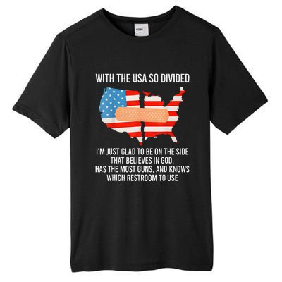 Usa Divided IM Just Glad To Be On The Side Believes In God Tall Fusion ChromaSoft Performance T-Shirt