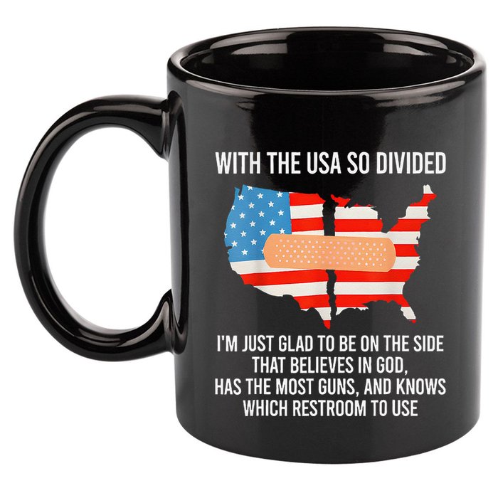 Usa Divided IM Just Glad To Be On The Side Believes In God 11oz C Handle Ceramic Mug