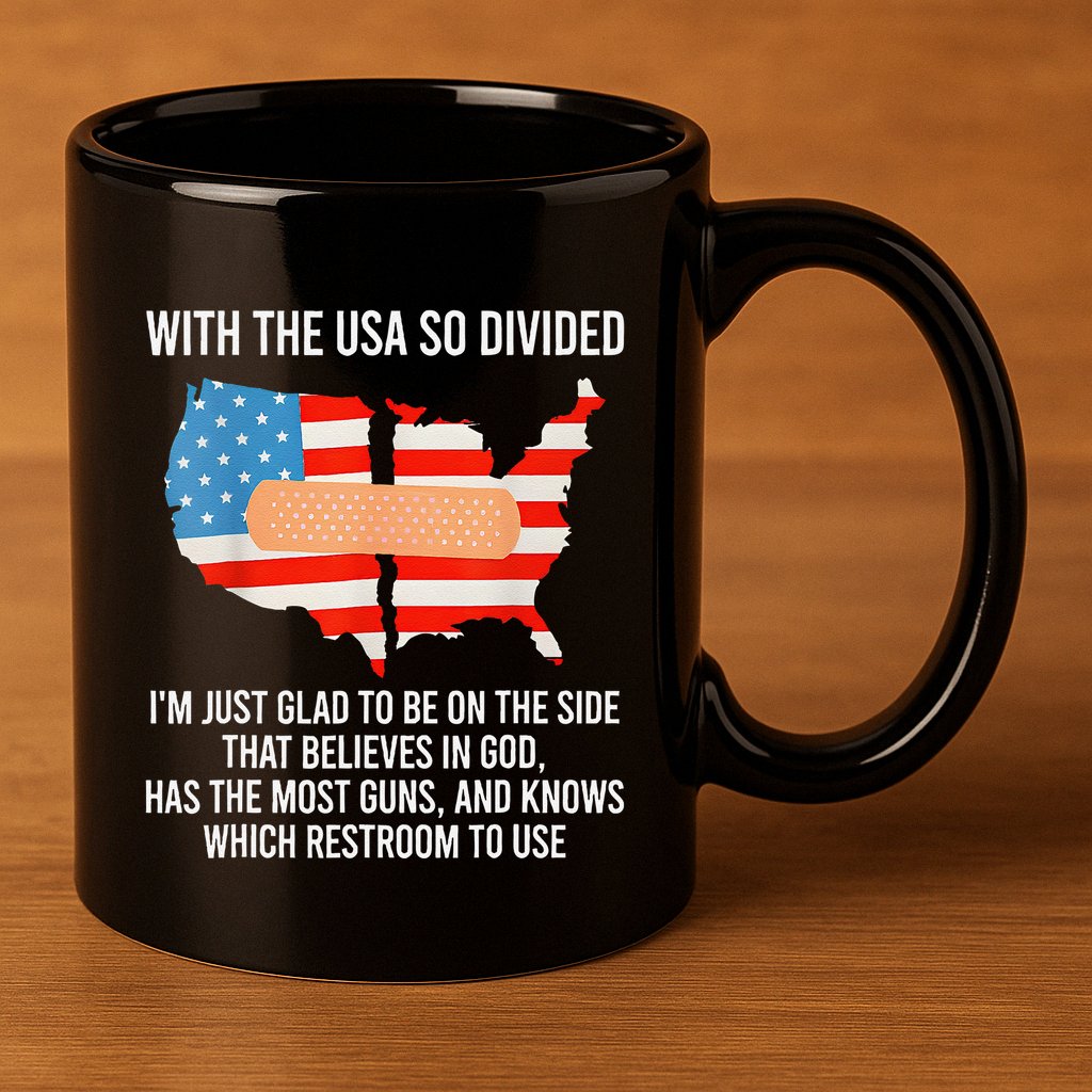 Usa Divided IM Just Glad To Be On The Side Believes In God 11oz C Handle Ceramic Mug