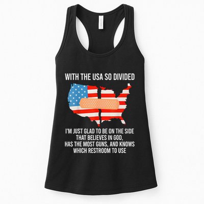Usa Divided IM Just Glad To Be On The Side Believes In God Womens Tank Top