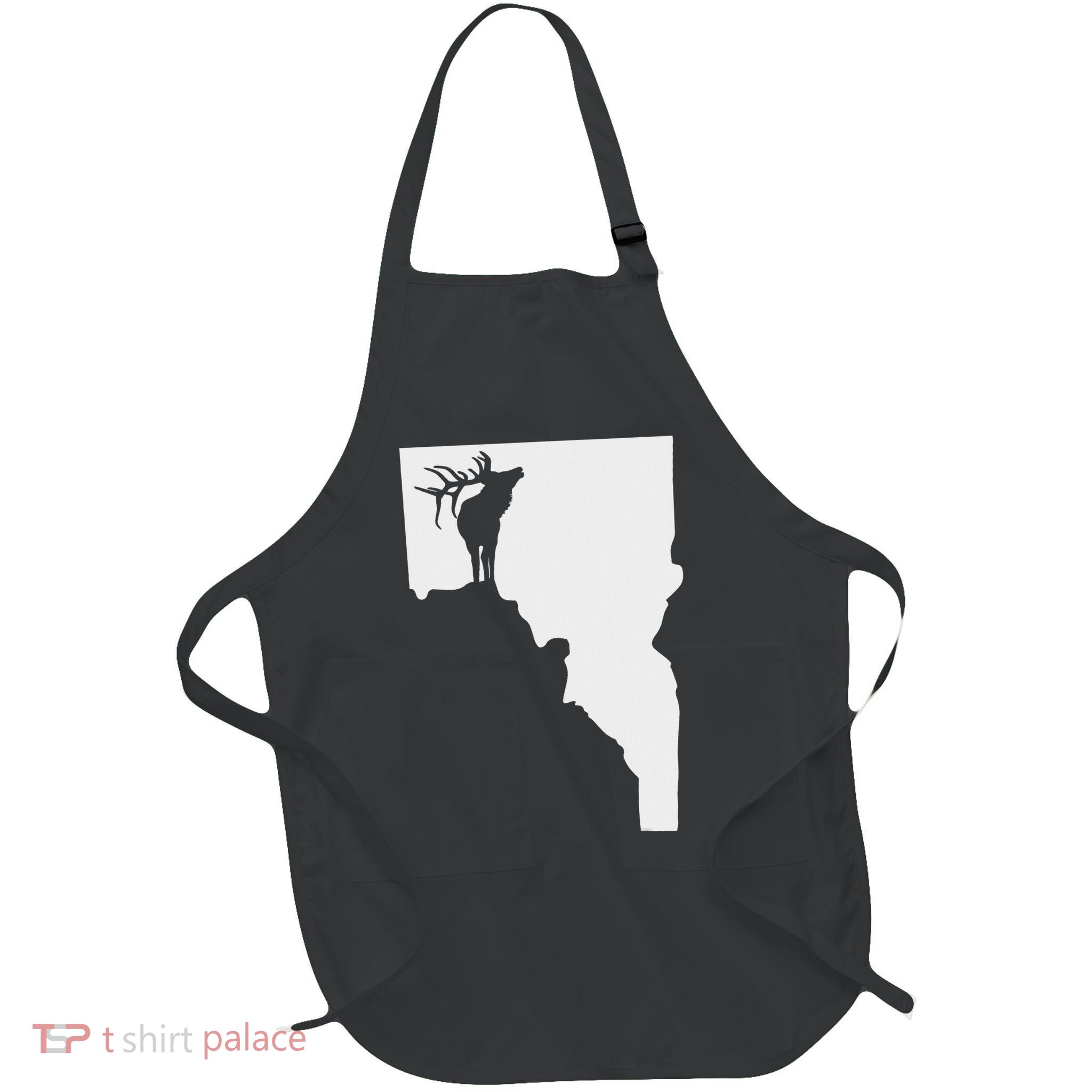 Upside Down Idaho Elk Full-Length Apron With Pockets