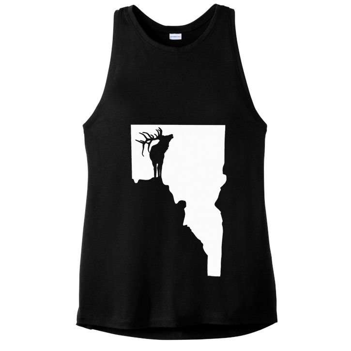 Upside Down Idaho Elk Ladies PosiCharge Tri-Blend Wicking Tank