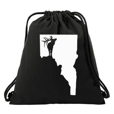 Upside Down Idaho Elk Drawstring Bag