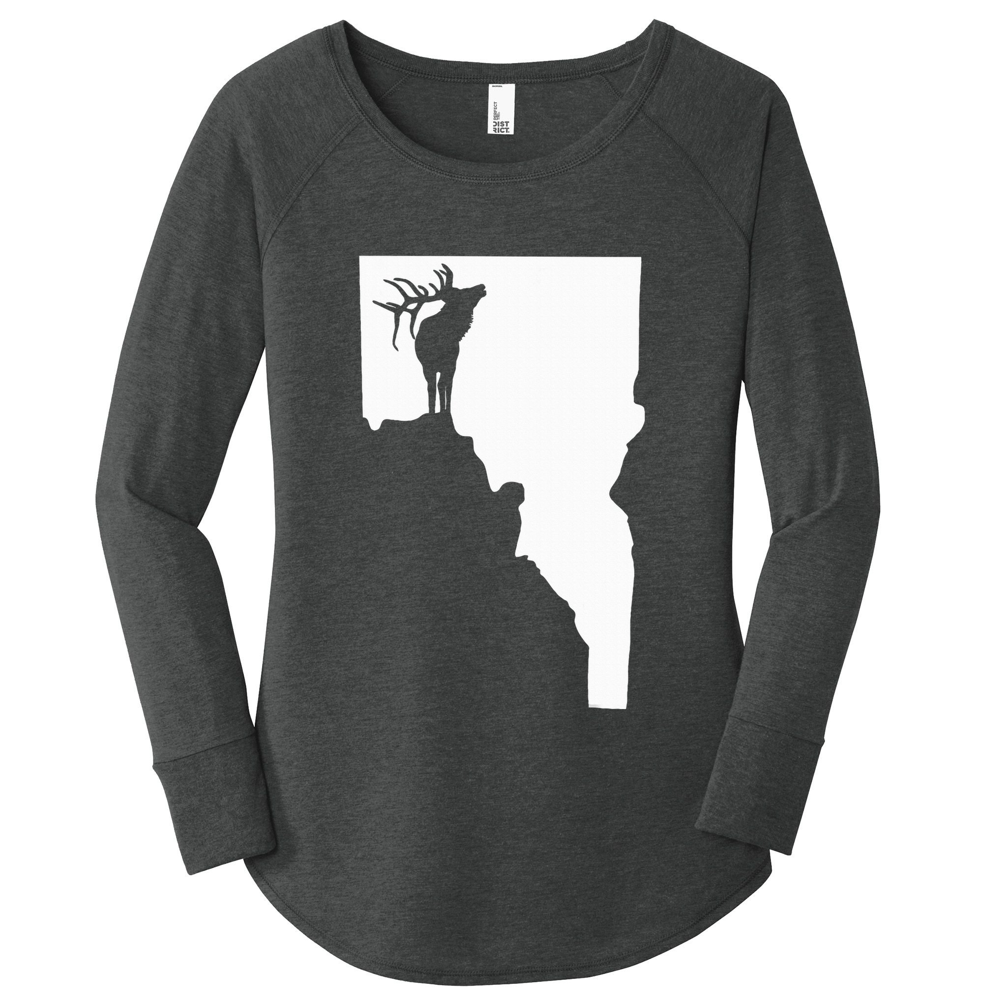 Upside Down Idaho Elk Women's Perfect Tri Tunic Long Sleeve Shirt
