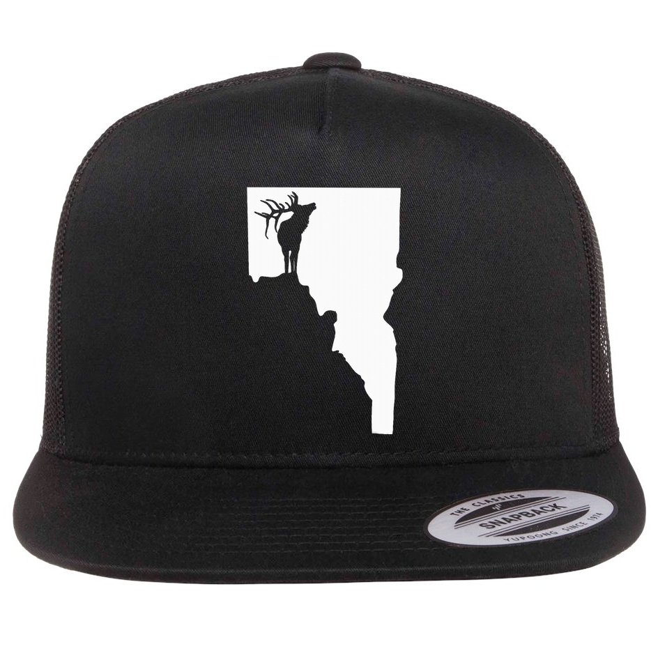 Upside Down Idaho Elk Flat Bill Trucker Hat