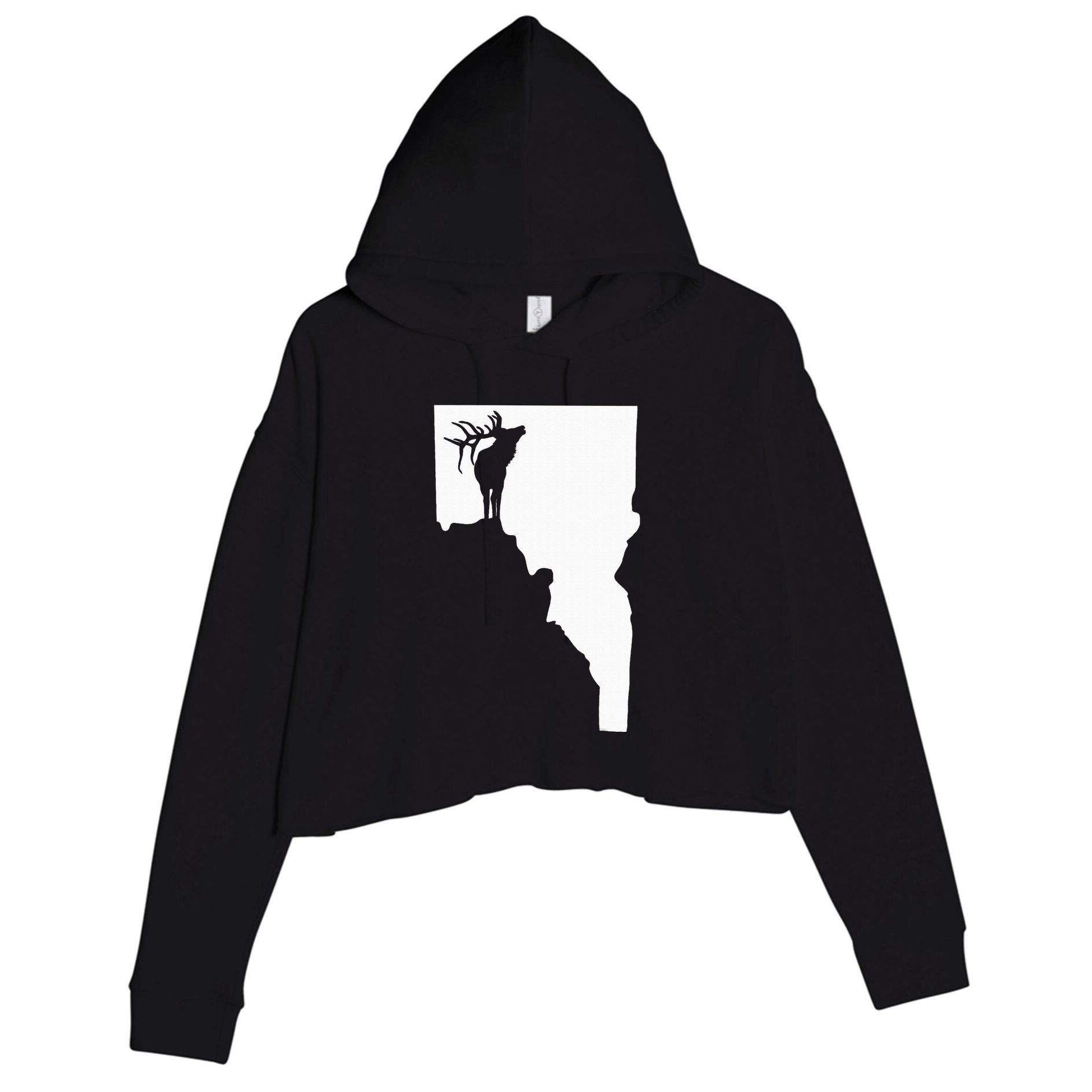 Upside Down Idaho Elk Crop Fleece Hoodie