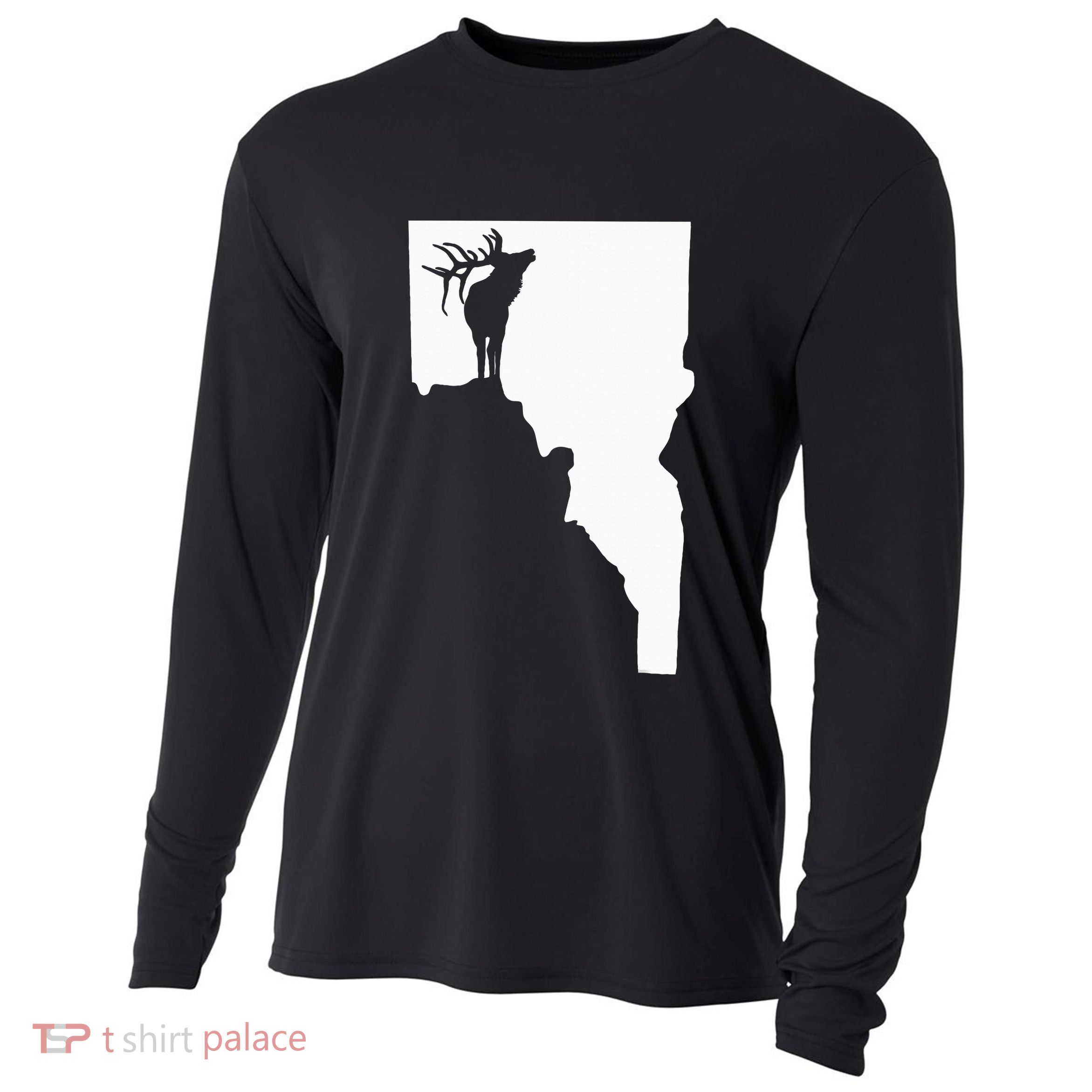 Upside Down Idaho Elk Cooling Performance Long Sleeve Crew
