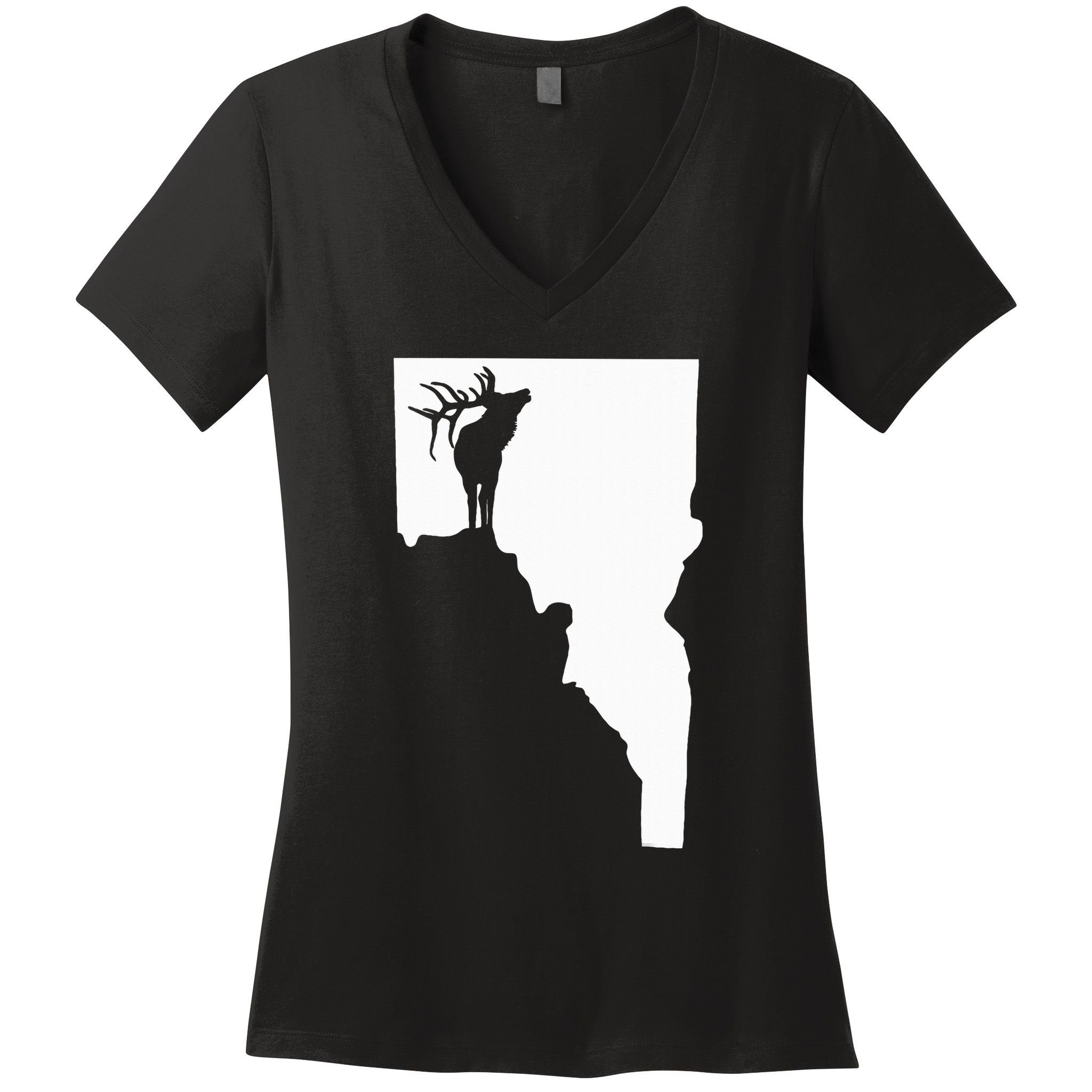 Upside Down Idaho Elk Women's V-Neck T-Shirt