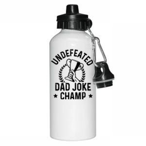 Undefeated Dad Joke Champion Funny Fathers Day Saying Quote Gift Aluminum Water Bottle