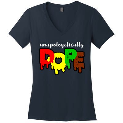 Unapologetically Dope Juneteenth Black History Afro American Women's V-Neck T-Shirt