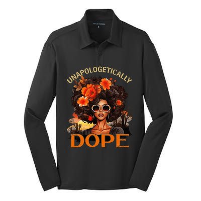 Unapologetically Dope Juneteenth Black History Silk Touch Performance Long Sleeve Polo