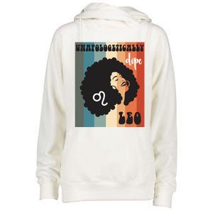 Unapologetically Dope Leo Black Zodiac Retro Groovy Gift Womens Funnel Neck Pullover Hood