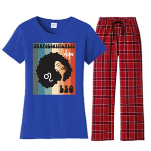 Unapologetically Dope Leo Black Zodiac Retro Groovy Gift Women's Flannel Pajama Set