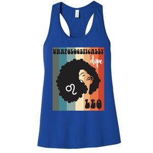 Unapologetically Dope Leo Black Zodiac Retro Groovy Gift Women's Racerback Tank