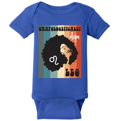 Unapologetically Dope Leo Black Zodiac Retro Groovy Gift Baby Bodysuit