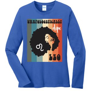 Unapologetically Dope Leo Black Zodiac Retro Groovy Gift Ladies Long Sleeve Shirt