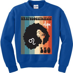 Unapologetically Dope Leo Black Zodiac Retro Groovy Gift Kids Sweatshirt