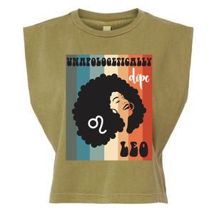 Unapologetically Dope Leo Black Zodiac Retro Groovy Gift Garment-Dyed Women's Muscle Tee