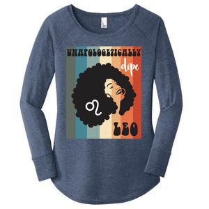 Unapologetically Dope Leo Black Zodiac Retro Groovy Gift Women's Perfect Tri Tunic Long Sleeve Shirt