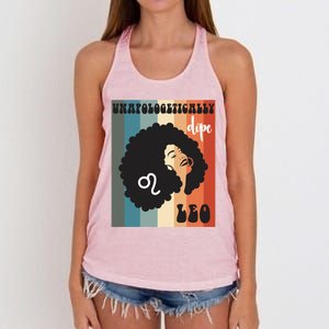 Unapologetically Dope Leo Black Zodiac Retro Groovy Gift Women's Knotted Racerback Tank