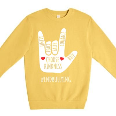 Unity Day Love Sign Hand Gesture End Bullying Orange Premium Crewneck Sweatshirt