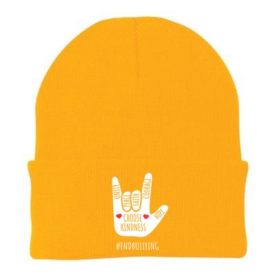 Unity Day Love Sign Hand Gesture End Bullying Orange Knit Cap Winter Beanie