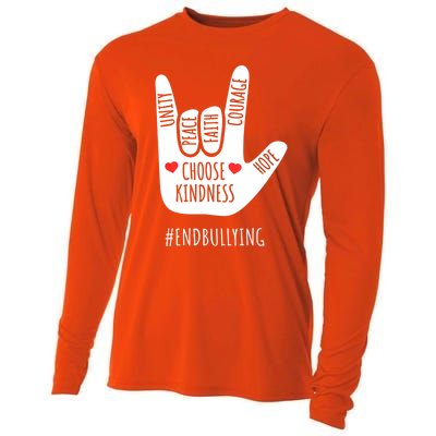 Unity Day Love Sign Hand Gesture End Bullying Orange Cooling Performance Long Sleeve Crew