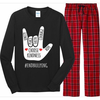 Unity Day Love Sign Hand Gesture End Bullying Orange Long Sleeve Pajama Set