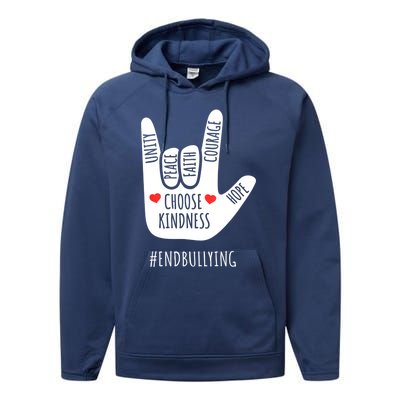 Unity Day Love Sign Hand Gesture End Bullying Orange Performance Fleece Hoodie