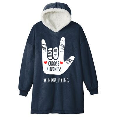 Unity Day Love Sign Hand Gesture End Bullying Orange Hooded Wearable Blanket