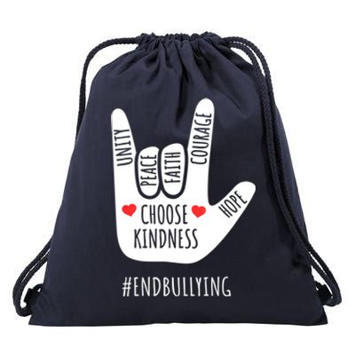 Unity Day Love Sign Hand Gesture End Bullying Orange Drawstring Bag