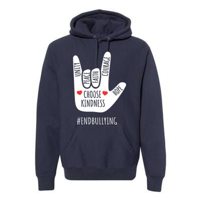 Unity Day Love Sign Hand Gesture End Bullying Orange Premium Hoodie