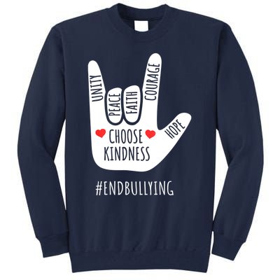 Unity Day Love Sign Hand Gesture End Bullying Orange Tall Sweatshirt